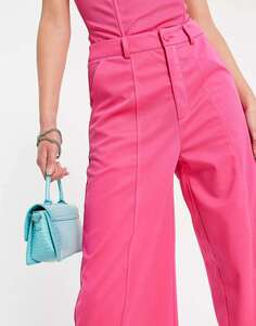 Ярко-розовые широкие брюки с напуском и разрезом на штанинах Extro &amp; Vert