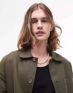 Твиловая куртка оверсайз Topman цвета хаки