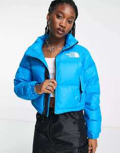 Укороченный пуховик The North Face Nuptse ярко-синего цвета