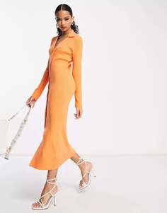 Оранжевое трикотажное платье на пуговицах Nobody&apos;s Child
