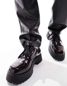Бордовые туфли из искусственной кожи на массивной шнуровке ASOS