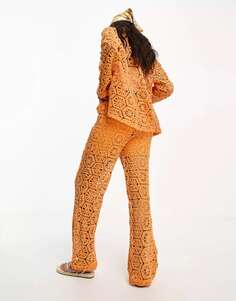 Оранжевые широкие брюки крючком Vero Moda