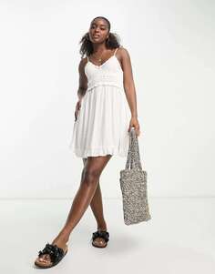 Белое пляжное мини-платье крючком New Look