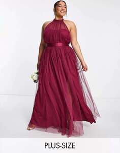 Сливовое платье Anaya With Love Plus Bridesmaid с воротником-бретелькой красного цвета - RED Anaya