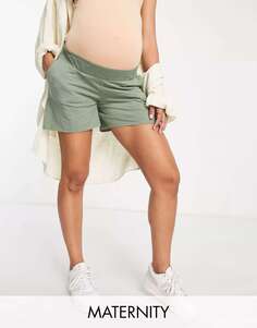 Зеленые трикотажные шорты для беременных Mamalicious Mama.licious