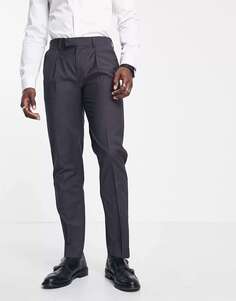 Узкие костюмные брюки Noak серого цвета из чистой мериносовой шерсти меланжевого цвета