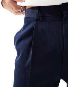 Темно-синие зауженные брюки ASOS