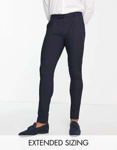 Темно-синие эластичные костюмные брюки из супероблегающей ткани премиум-класса Noak &apos;Camden&apos;