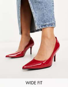 Красные туфли-лодочки на среднем каблуке ASOS Wide Fit Sienna