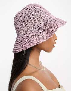 Складная соломенная шляпа-ведро крючком ASOS смешанного розового цвета