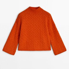 Свитер Massimo Dutti Textured Knit Mock Turtleneck - Studio, оранжевый