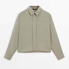 Рубашка Massimo Dutti Silk Blend With Seam Detail, светло-бежевый