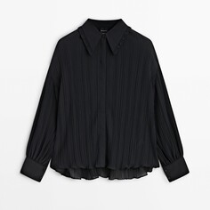 Рубашка Massimo Dutti Pleated - Studio, черный