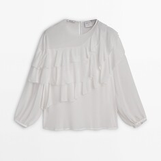 Блузка Massimo Dutti Flowing With Ruffled Detail - Studio, кремовый