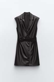 Платье-жилет Zara Belted Leather Effect, черный (Размер M)