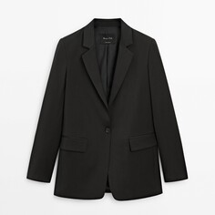 Пиджак Massimo Dutti Long Single-button Suit, темно-серый