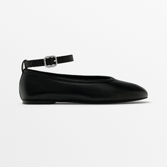 Балетки Massimo Dutti Flats With Detachable Strap, черный