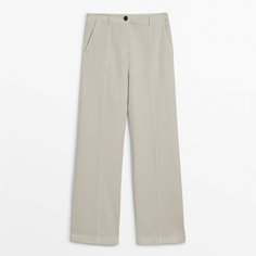 Брюки Massimo Dutti Flowing Twill Cotton And Lyocell Blend, белый