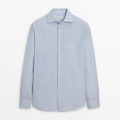 Рубашка Massimo Dutti Easy-iron Slim-fit Pinstriped, голубой