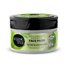 Очищающее масло для лица Discos faciales exfoliantes aceite de árbol de té y ácido glicólico Organic shop, 20 шт