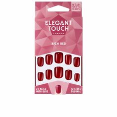 Накладные ногти Polished colour 24 nails with glue squoval Elegant touch, 24 единицы, rich red