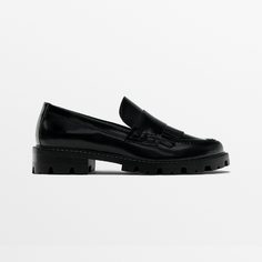 Лоферы Massimo Dutti Leather Track-sole, черный