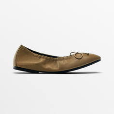 Балетки Massimo Dutti Flats With Gathered Detail, коричневый