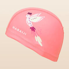 Детская тканевая шапочка для плавания розового цвета с силиконовым покрытием Nabaiji