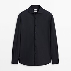 Рубашка Massimo Dutti Slim Fit Easy Iron Oxford, темно-синий