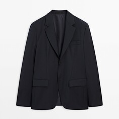Пиджак Massimo Dutti Wool Stretch Suit, темно-синий