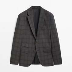 Пиджак Massimo Dutti Windowpane Check 110&apos;s Wool Suit, серый