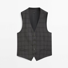 Жилет Massimo Dutti Windowpane Check 110&apos;s Wool Suit, серый