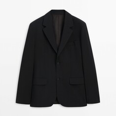 Пиджак Massimo Dutti Wool Stretch Suit, черный