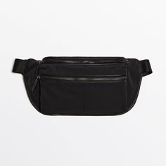 Поясная сумка Massimo Dutti Contrast Nylon Belt With Leather Details - Studio, черный