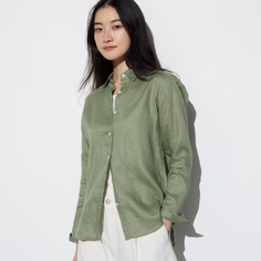 Рубашка Uniqlo linen, зеленый