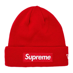 Шапка Supreme x New Era Box Logo Beanie, красный