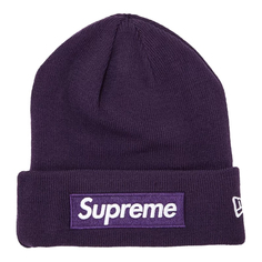 Шапка Supreme x New Era Box Logo Beanie, темно-фиолетовый