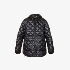 Утепленный пуховик с фирменной аппликацией Moncler, черный