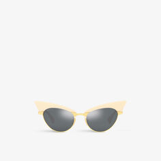 Солнцезащитные очки в металлической оправе «кошачий глаз» GG1131S Gucci, желтый
