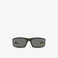 8056597766319 солнцезащитные очки в ацетатной оправе с запахом Prada Linea Rossa, черный