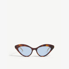 Солнцезащитные очки «кошачий глаз» из металла и ацетата GG0978S Gucci, цвет tortoise