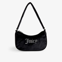 Велюровая сумка на плечо, украшенная стразами Juicy Couture, черный