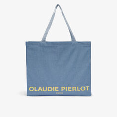 Объемная сумка-тоут из переработанного хлопка с логотипом Claudie Pierlot, цвет bleus