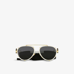 Солнцезащитные очки-авиаторы VE2232 с выгравированным логотипом Versace, белый