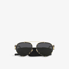 Солнцезащитные очки-авиаторы VE2232 с выгравированным логотипом Versace, черный