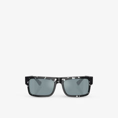 Солнцезащитные очки PR A10S в прямоугольной оправе из ацетата черепаховой расцветки Prada, черный