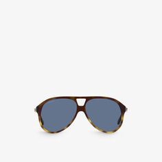 GG1286S солнцезащитные очки-авиаторы в черепаховой оправе из ацетата ацетата Gucci, коричневый