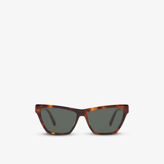 SL M103 прямоугольные солнцезащитные очки из ацетата черепахового цвета с кошачьим глазом Saint Laurent, коричневый