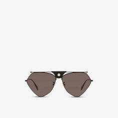 Солнцезащитные очки AM0317S с геометричным узором Alexander Mcqueen, черный