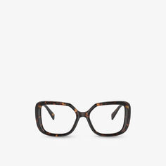 PR 10ZV очки в квадратной оправе из ацетата черепаховой расцветки Prada, коричневый